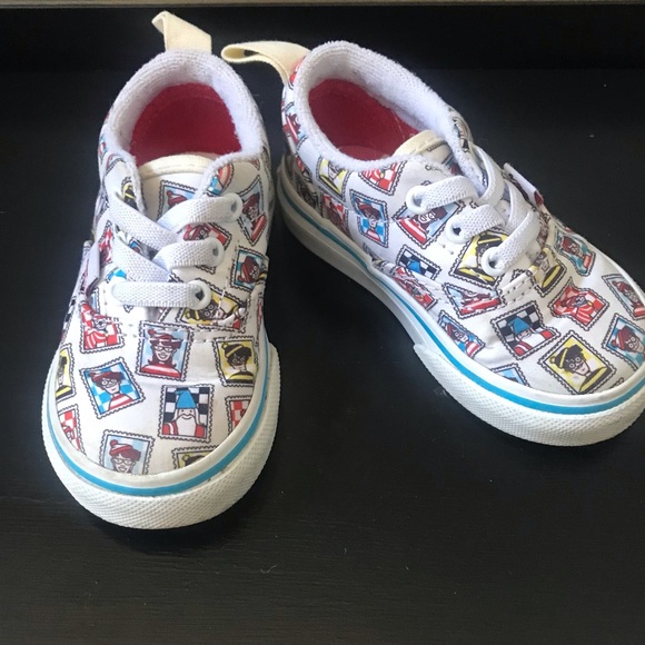 Vans X Where Is Waldo? Postage Era Elastic Lace Sneakers, Size 4.5 Toddler - Picture 4 of 10